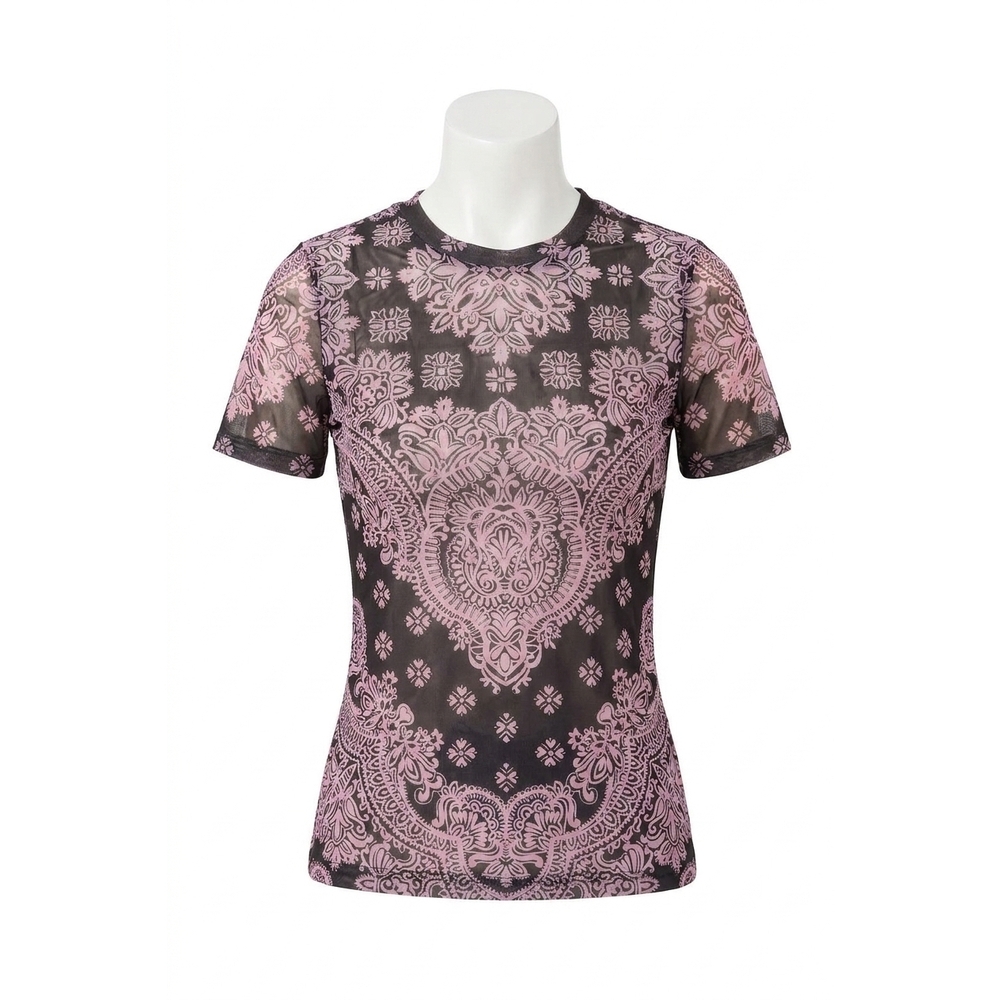 NEW JOHNNY WAS eleanor short sleeve mesh tee in tularose black